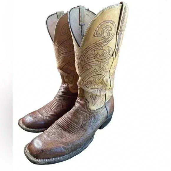 Lucchese Smooth Ostrich Brown 9 1/2 D Square Toe main image 4
